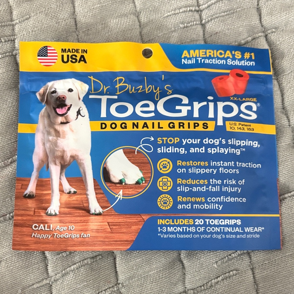 ToeGrips Dog Nail Grips - Red and Blue